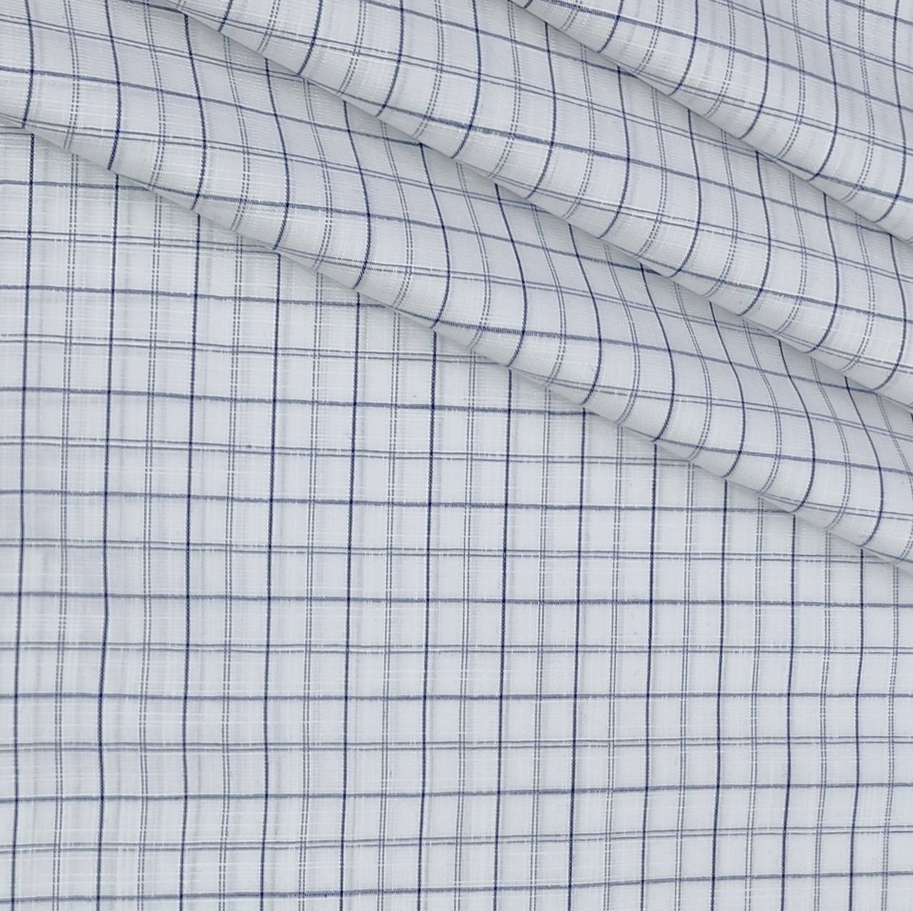 Shirt Fabric Arvind 100% Pure Cotton Check Colour Dark Blue N White